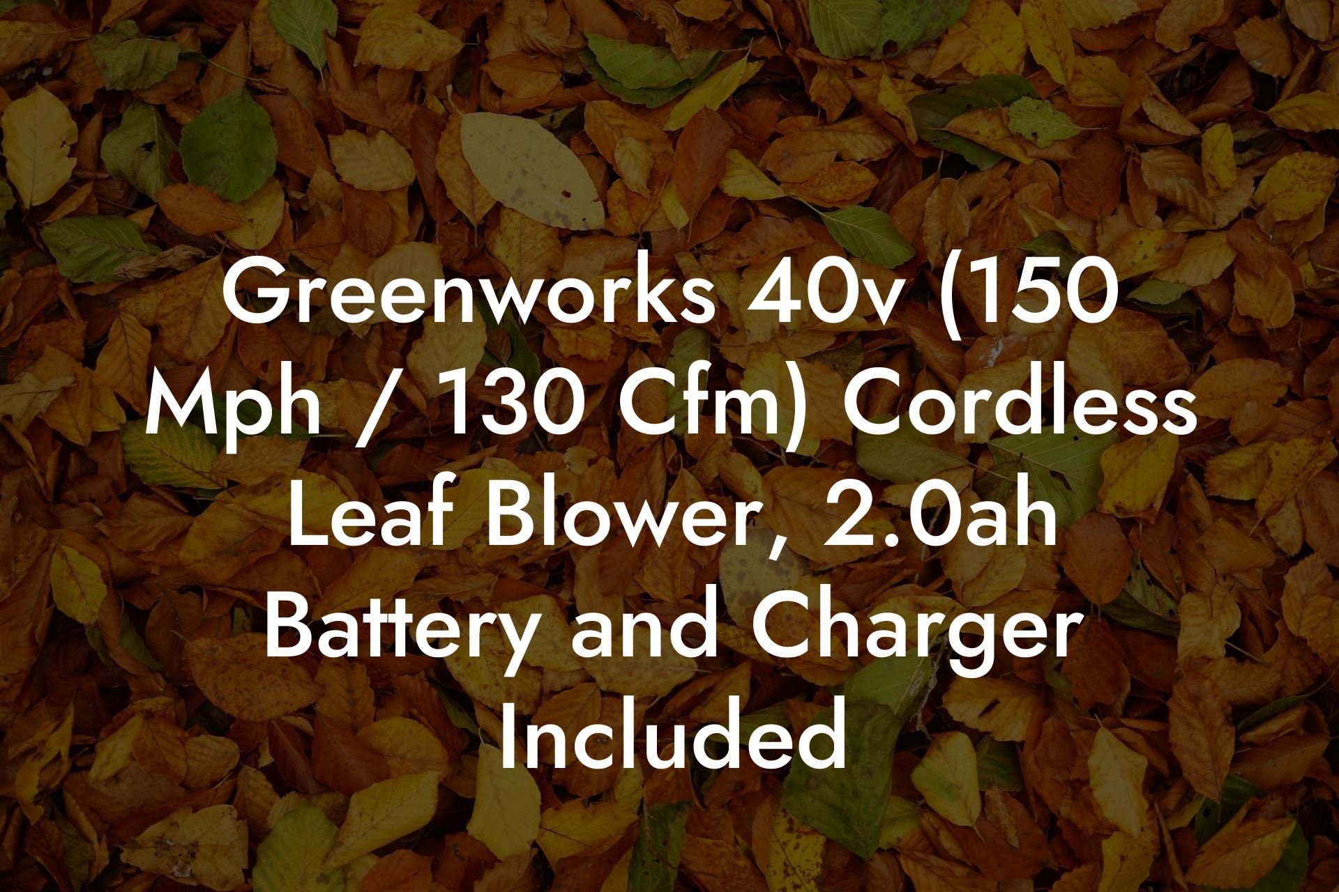 Greenworks 40v (150 Mph / 130 Cfm) Cordless Leaf Blower, 2.0ah Battery and Charger Included