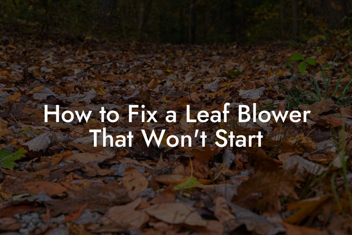 How to Fix a Leaf Blower That Won't Start