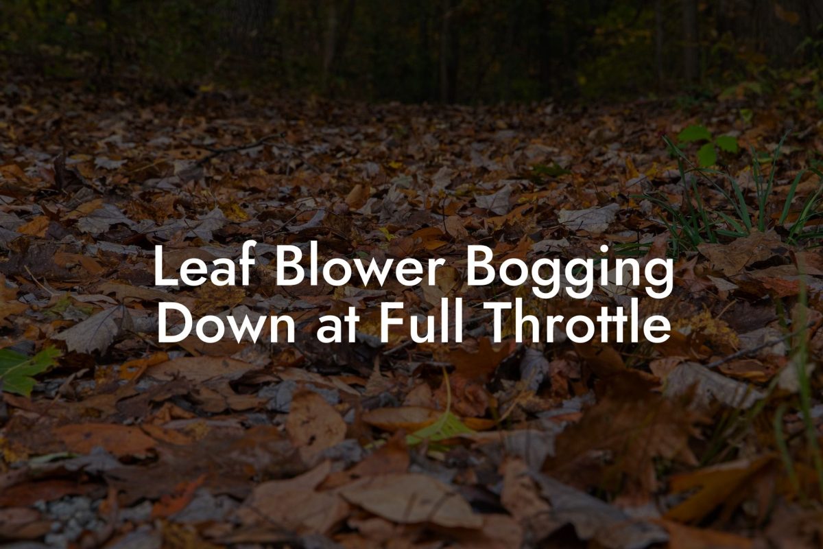 Leaf Blower Bogging Down at Full Throttle