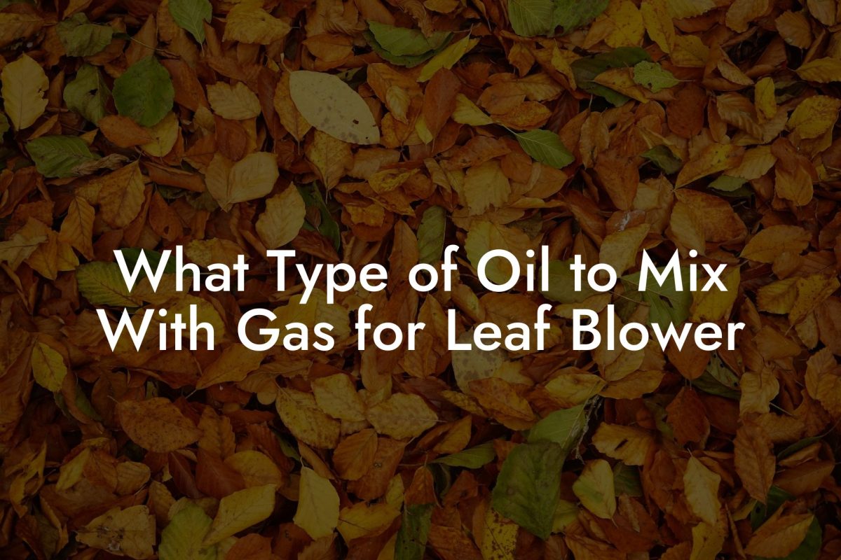 What Type of Oil to Mix With Gas for Leaf Blower